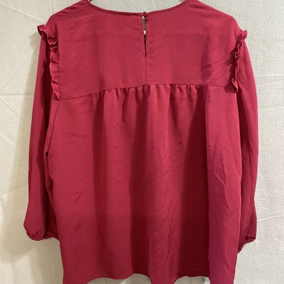 JUICY COUTURE Tunic Top Women's Blouse Long Sleeve Semi Sheer Red Size XXL - Picture 3 of 9